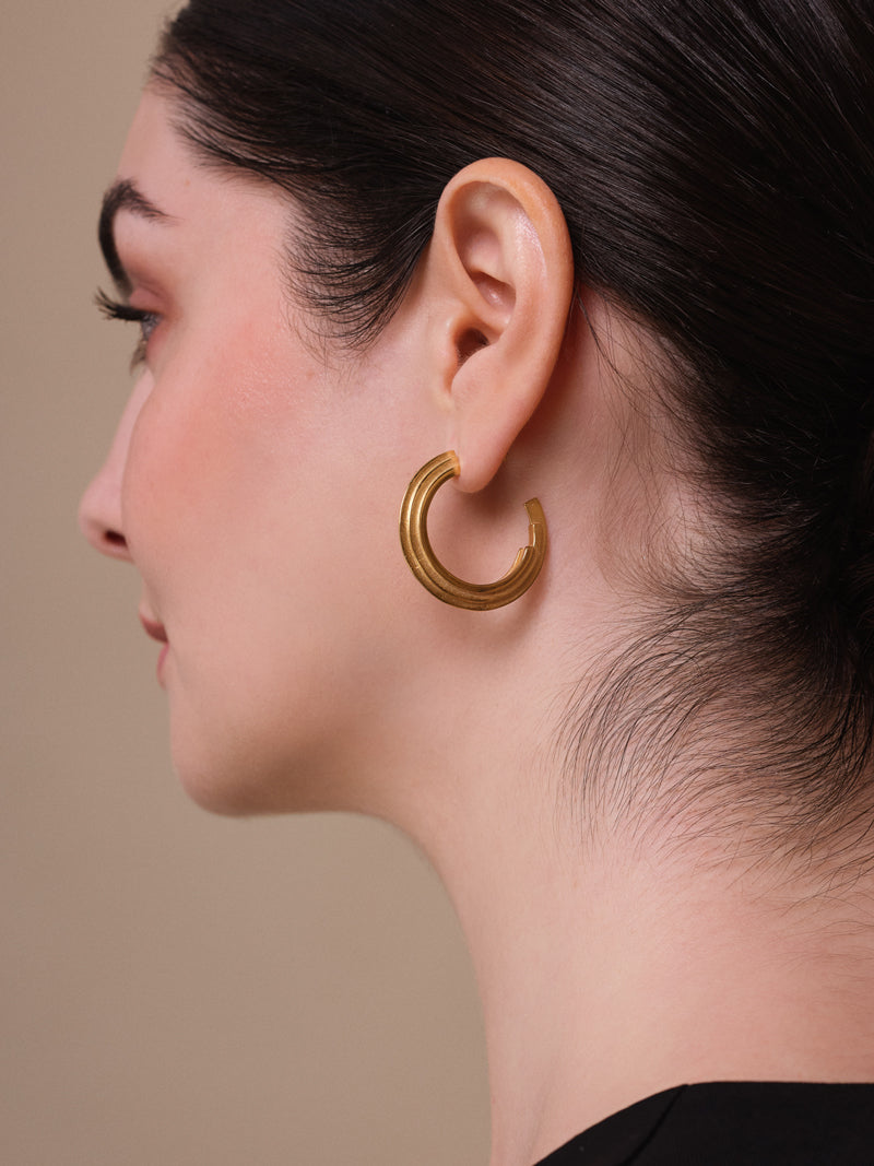 Rockefeller Round Hoops in Gold Vermeil
