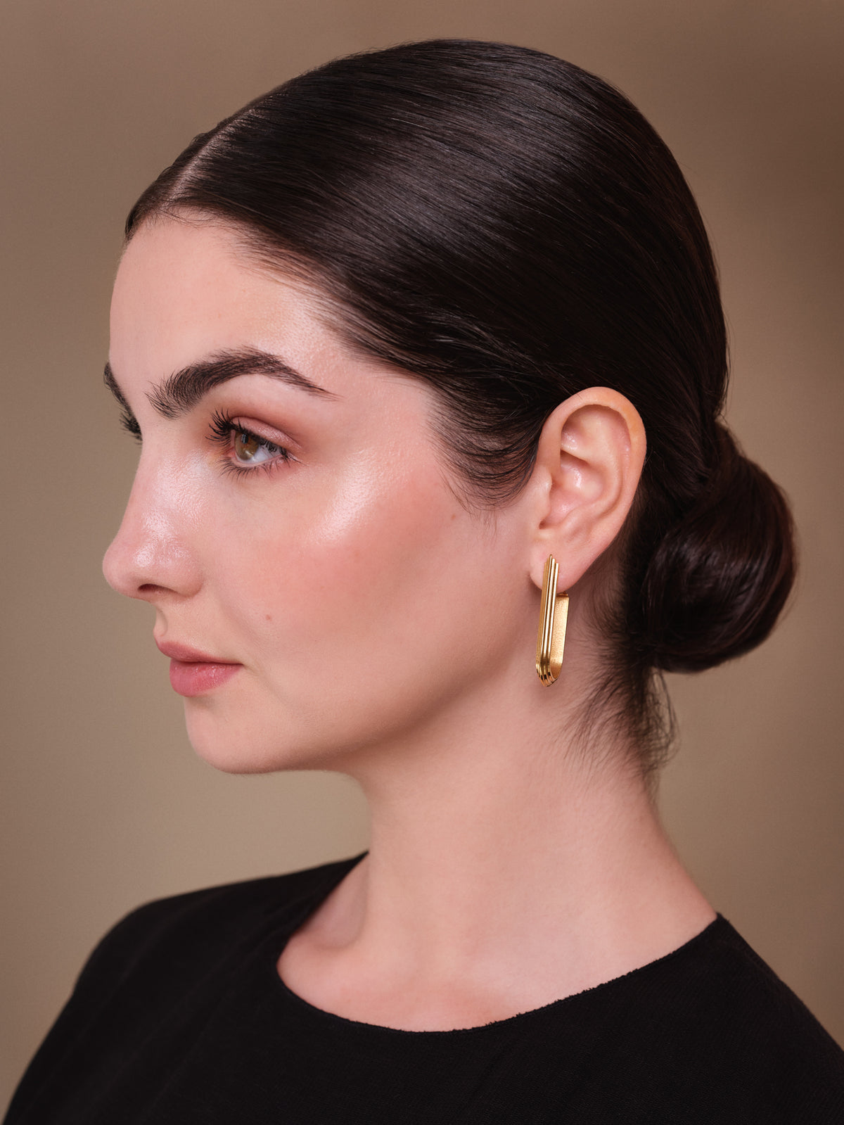 Rockefeller Oval Hoops in Gold Vermeil